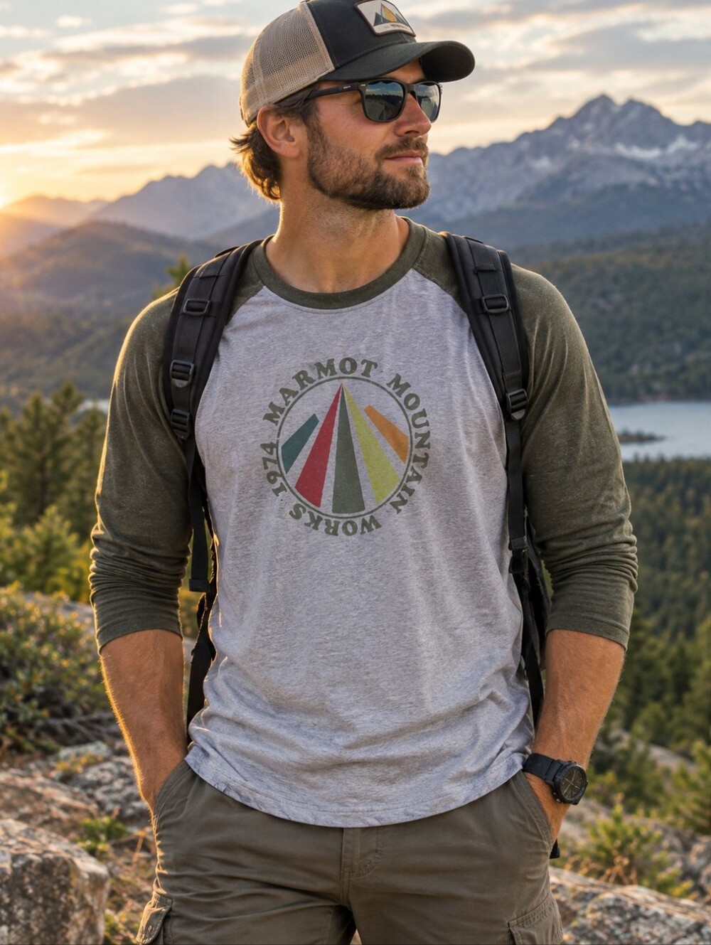 Marmot Long Sleeve Shirt - Olive and Light Gray